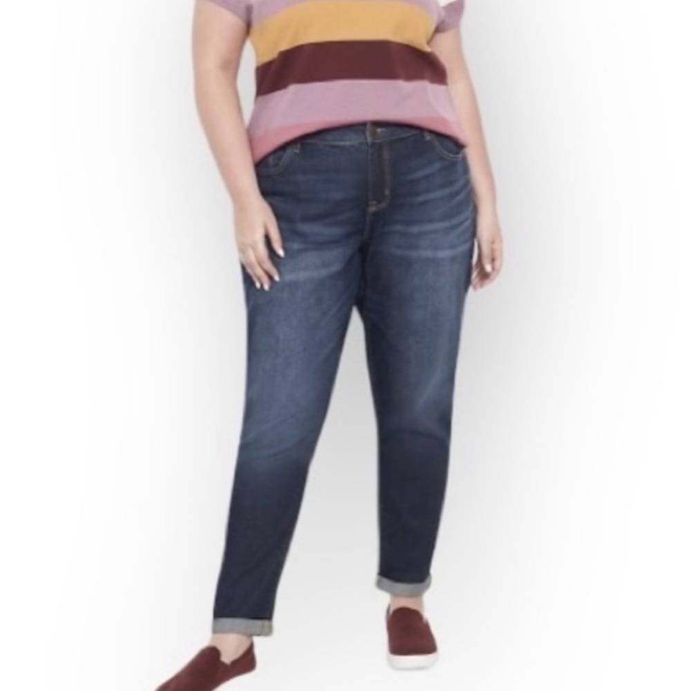 Lane Bryant Dark Wash Boyfriend Fit Blue Jeans in Size 16